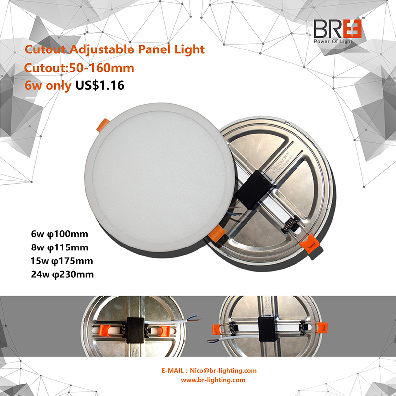 6W 8W 15W 20W Ultrathin round panel LED light recessed mounted indoor lighting